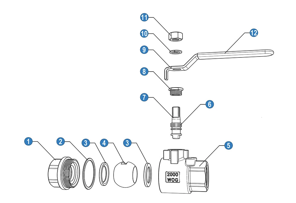 2PC Ball Valve 2000WOG with Locking Device